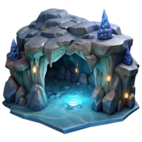 wonderful artistic Ocean Cliff Cavern Transparent Background Night Scene high resolution png