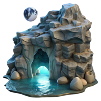 elegant modern Ocean Cliff Face with Moonlit Grotto Transparent Background high quality png