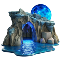 stunning abstract Ocean Cliff Grotto Under the Moonlight Transparent Background high resolution png