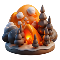 vibrant rustic Orange Embers and Dark Shadows Cutout Winter Scene png