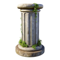 dramatic modern Overgrown Concrete Pillar Isolated with Soft Lighting detailed png