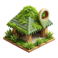 vibrant modern Overgrown Roof with Greenery Cutout Lush Vegetation professional png