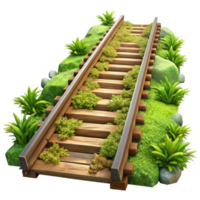 impressive artistic Overgrown Railroad Tracks Isolated Element high resolution png