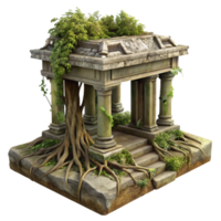 wonderful abstract Overgrown Temple Foundation with Roots Transparent Background genuine png