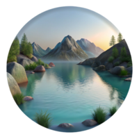 serene abstract Peaceful Lake at Dawn with Transparent Background premium png