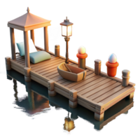 serene rustic Peaceful Sundowner Dock Scene Cutout with Calm Water Reflection genuine png