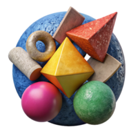 serene traditional Random Geometric Shapes Multicolored Cutout high resolution png