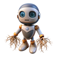vibrant abstract Robot with Deep Roots Isolated Element detailed png