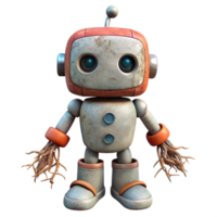 dramatic rustic Robot with Intertwined Roots Transparent high quality png