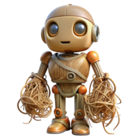 impressive minimalist Robot with Tangled Roots Isolated Element premium png