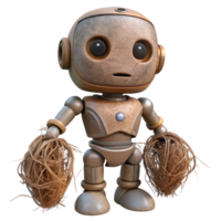 dramatic modern Robot with Tangled Roots Isolated Element professional png