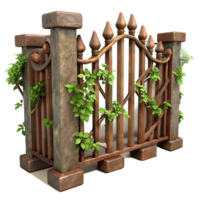impressive abstract Rusting Metal Fence with Vines Cutout authentic png