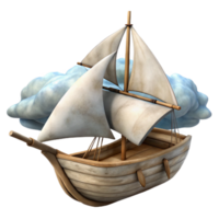 extraordinary abstract Sailing Vessel Cutout with Furled Sails Cloudy Background authentic png
