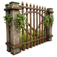 stunning creative Rusty Metal Fence with Vines Transparent Background Vintage Look authentic png