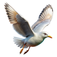 extraordinary artistic Seagull in Flight Transparent Background Coastal Scene high resolution png
