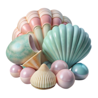 magnificent abstract Seashell Collection Isolated on Transparent Background Pastel Colors authentic png
