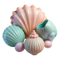 beautiful classic Seashell Collection Isolated on Transparent Background Pastel Colors original png