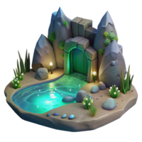impressive artistic Secluded Cove Glowing Algae Isolated Night View high resolution png