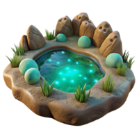 magnificent rustic Secluded Lagoon Glowing Algae Transparent Background high quality png