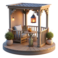 elegant contemporary Serene Sundowner Balcony Scene Isolated Transparent Background professional png