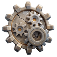 dramatic modern Shattered Clockwork Gears Cutout on Transparent Background authentic png