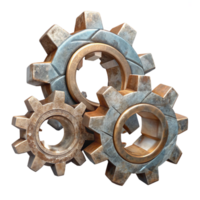 serene classic Shattered Clockwork Gears Cutout on Transparent Background authentic png