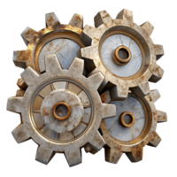 serene minimalist Shattered Clockwork Cogs Transparent Background Top View detailed png