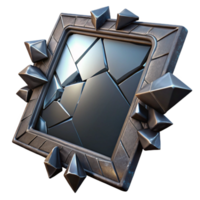 dramatic rustic Shattered Mirror with Isolated Shards and Dark Frame authentic png