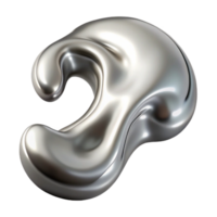 wonderful rustic Silver Liquid Metal Stream Isolated with Shadows original png