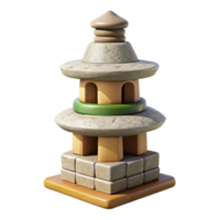 beautiful traditional Simple Terraform Tower Cutout on Transparent Background detailed png