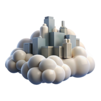 elegant modern Skybound City Isolated with Realistic Clouds Transparent Background high resolution png