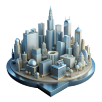 beautiful modern Skybound Cityscape Cutout with Dramatic Lighting on Transparent Background high quality png
