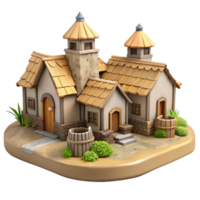 serene creative Skybound Village Cutout with Rustic Charm Transparent Background high quality png