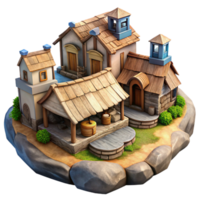 magnificent artistic Skybound Village Transparent Background with Rustic Charm authentic png