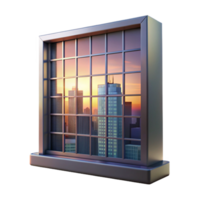 vibrant rustic Skyscraper Window at Twilight Isolated with City View Reflection png