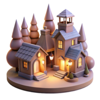 stunning minimalist Softly Lit Town Isolated Vespera Scene with Trees original png