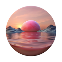 serene abstract Soft Pink Sunset Lake Isolated professional png