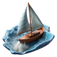 impressive creative Speeding Sailboat Cutout with Blurred Water Transparent Background high resolution png