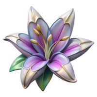 wonderful creative Stained Glass Lily Cutout with White and Purple Hues original png