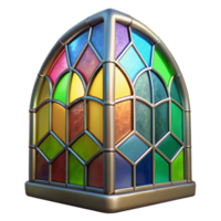 elegant contemporary Stained Glass Panel Cutout Vibrant Color Palette Isolated authentic png