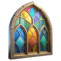 extraordinary artistic Stained Glass Panel Cutout Vibrant Color Palette Isolated authentic png