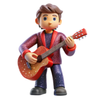 wonderful rustic Starry Guitarist Isolated with Red Nebula Background png