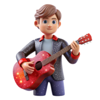 elegant modern Starry Guitarist Isolated with Red Nebula Background original png