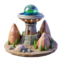 dramatic abstract Terraform Tower and Alien Plants Isolated authentic png