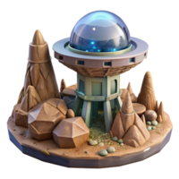 magnificent artistic Terraform Tower and Alien Plants Isolated authentic png