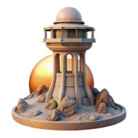 beautiful traditional Terraform Tower at Sunset on Alien Planet Cutout genuine png