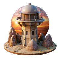 stunning abstract Terraform Tower at Sunset on Alien Planet Cutout authentic png