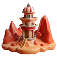 magnificent modern Terraform Tower in Red Desert Landscape Isolated premium png