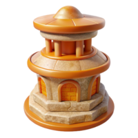 serene classic Terraform Tower Isolated with Orange Hues Transparent professional png