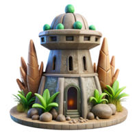 serene creative Terraform Tower Cutout Isolated on Transparent Background genuine png